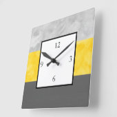 Gelbe graue Block-Streifen Quadratische Wanduhr (Winkel)