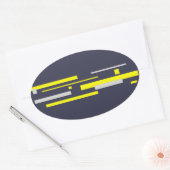 Gelbe graue Blöcke Abstrakte Kunst Ovaler Aufkleber (Umschlag)