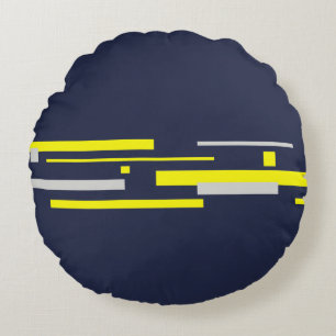 Gelbe graue Blöcke Abstrakte Kunst Rundes Kissen