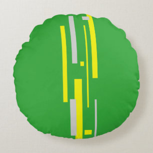 Gelbe graue Blöcke Abstrakte Kunst Rundes Kissen