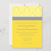 Gelbe graue Damast Magnetische Hochzeitseinladung Magneteinladung (Vorderseite)