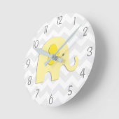 Gelbe graue Elefant-Kinderzimmer-Wand-Uhr Runde Wanduhr (Winkel)