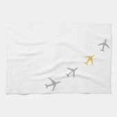 Gelbe graue Flugzeug Flugzeuge Fliegen Geschirrtuch (Horizontal)