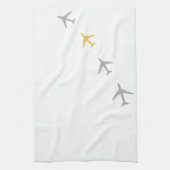 Gelbe graue Flugzeug Flugzeuge Fliegen Geschirrtuch (Vertikal)