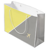Gelbe graue Flugzeug Flugzeuge Fliegen Große Geschenktüte (Rückseite Schrägansicht)