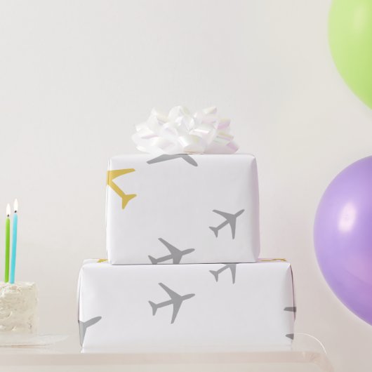 Gelbe graue Flugzeug Flugzeuge Fly Airways Geschenkpapier (Partygeschenke)