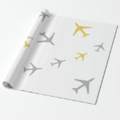 Gelbe graue Flugzeug Flugzeuge Fly Airways Geschenkpapier (Ungerollt)