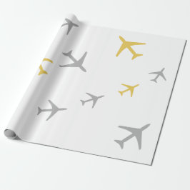 Gelbe graue Flugzeug Flugzeuge Fly Airways Geschenkpapier