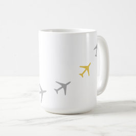 Gelbe graue Flugzeug Flugzeuge Fly Airways Kaffeetasse