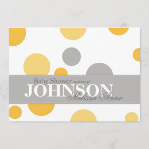 Gelbe graue große Punkt-Babyparty-Einladungs-Karte Einladung