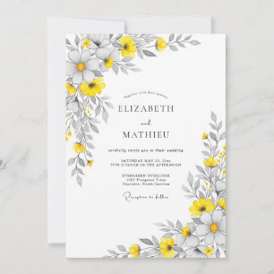 Gelbe graue leuchtende Blumenhochzeit Einladung