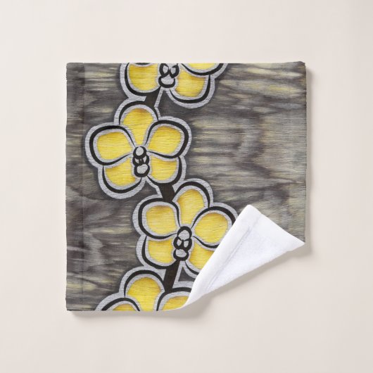 Gelbe graue Orchidee Badhandtuch Set (Waschlappen)