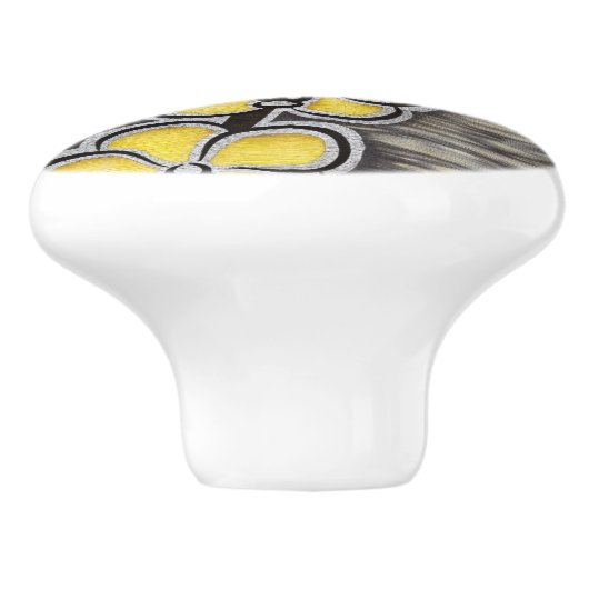 Gelbe graue Orchidee Keramikknauf (Seitenansicht)