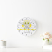 Gelbe graue Owl Kinderzimmer Wall Clock Runde Wanduhr (Zuhause)