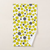 Gelbe graue Polka-Punkte auf weißem Hintergrund Badhandtuch Set (Handtuch)