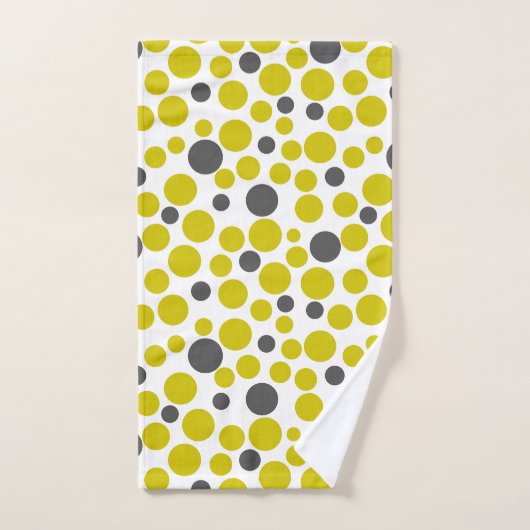 Gelbe graue Polka-Punkte auf weißem Hintergrund Badhandtuch Set (Handtuch)