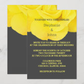 Gelbe graue Rose mit Blumen Elegante Coole Hochzei Einladung (Vorne/Hinten)