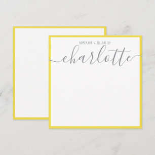 Gelbe graue Schrift Name Lehrer Notizen