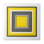 Gelbe graue Schwarz-weiße Quadrate Fliese (Vorderseite)