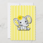 Gelbe graue Sonnenblume Elephant Babydusche Einladung (Rückseite)