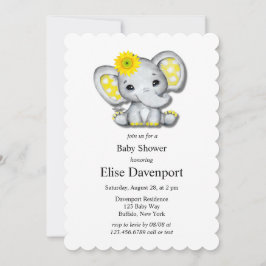 Gelbe graue Sonnenblume Elephant Babydusche Einladung