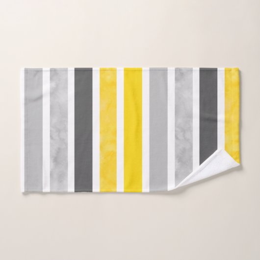 Gelbe graue Streifen Badhandtuch Set (Handtuch)