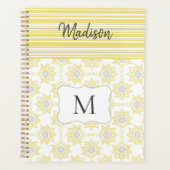 Gelbe graue Streifen Bee Trendy Monogram Planer (Vorderseite)