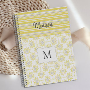 Gelbe Graue Streifen Biene Trendy Monogramm Planer