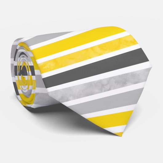 Gelbe graue Streifen Krawatte (Gerollt)