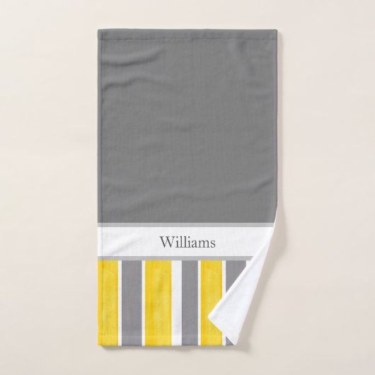 Gelbe graue Streifen - Moderne 2 Badhandtuch Set (Handtuch)