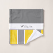 Gelbe graue Streifen - Moderne 2 Badhandtuch Set (Waschlappen)