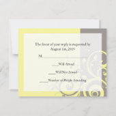 Gelbe, graue Umlaufdrehung für die Hochzeitskorres RSVP Karte (Rückseite)