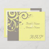 Gelbe, graue Umlaufdrehung für die Hochzeitskorres RSVP Karte (Vorne/Hinten)