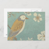 Gelbe, graue und beige Vögel auf einem Zweig Postkarte (Vorne/Hinten)