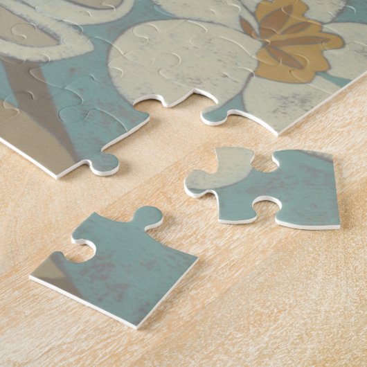 Gelbe, graue und beige Vögel auf einem Zweig Puzzle (Seite)