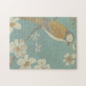 Gelbe, graue und beige Vögel auf einem Zweig Puzzle (Horizontal)