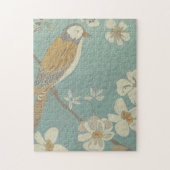 Gelbe, graue und beige Vögel auf einem Zweig Puzzle (Vertikal)