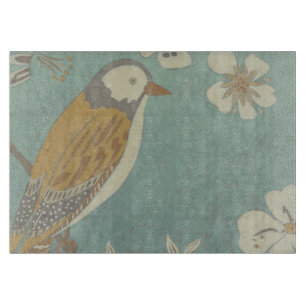 Gelbe, graue und beige Vögel auf einem Zweig Schneidebrett