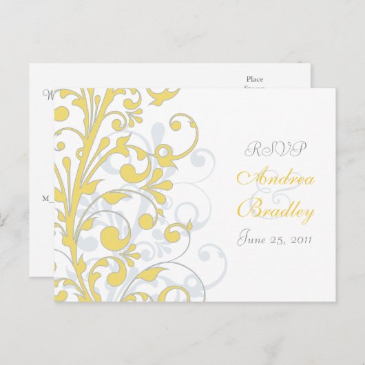 Gelbe, graue und weiße UAWG Einladungspostkarte (Vorne/Hinten)