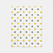 Gelbe graue Wasserfarben Polka Dots Fleecedecke (Vorderseite)