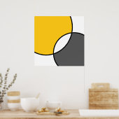 Gelbe graue weiße Kreise Poster (Küche)