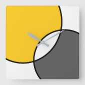 Gelbe graue weiße Kreise Quadratische Wanduhr (Vorderseite)