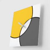 Gelbe graue weiße Kreise Quadratische Wanduhr (Winkel)