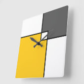 Gelbe graue weiße Quadrate Quadratische Wanduhr (Winkel)