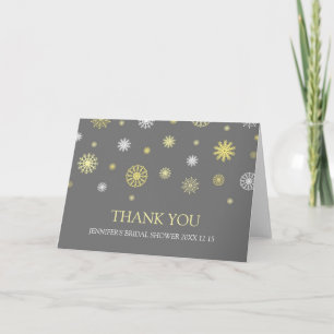 Gelbe graue Winter-Braut-Thank-You-Karte Dankeskarte