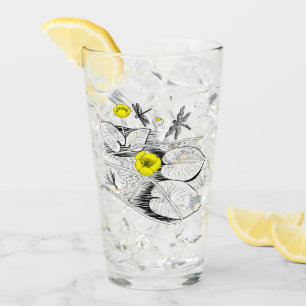 Gelbe Gravur der Seerosen Glas