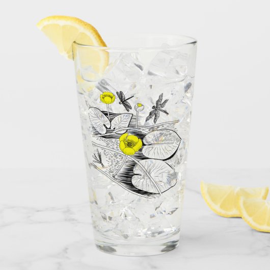 Gelbe Gravur der Seerosen Glas (Vorderseite Ice)