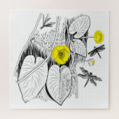 Gelbe Gravur der Seerosen Puzzle (Horizontal)