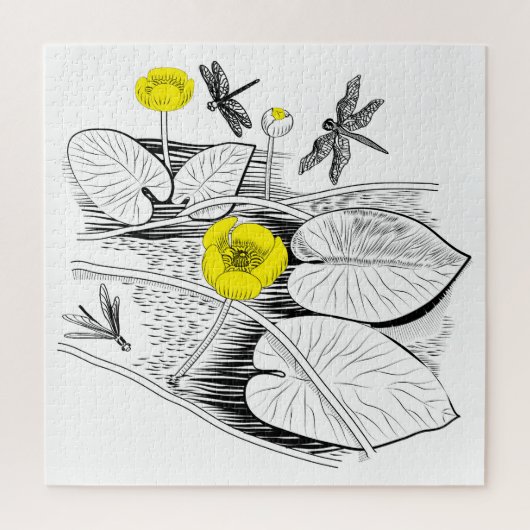 Gelbe Gravur der Seerosen Puzzle (Vertikal)