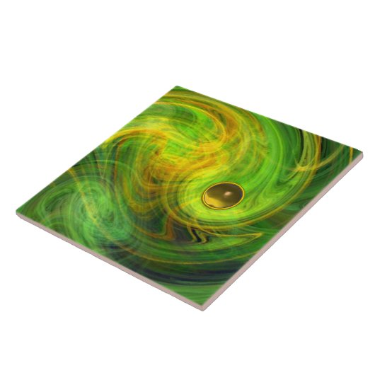 GELBE GREEN PSYCHEDELIC LIGHT VORTEX UND GEMSTONE FLIESE (Seite)